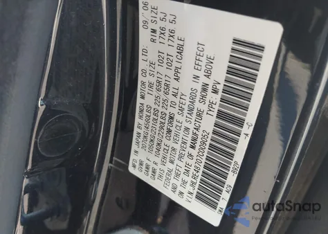 2007 Honda Cr-V Ex-L from USA, damaged, VIN JHLRE48707C009052